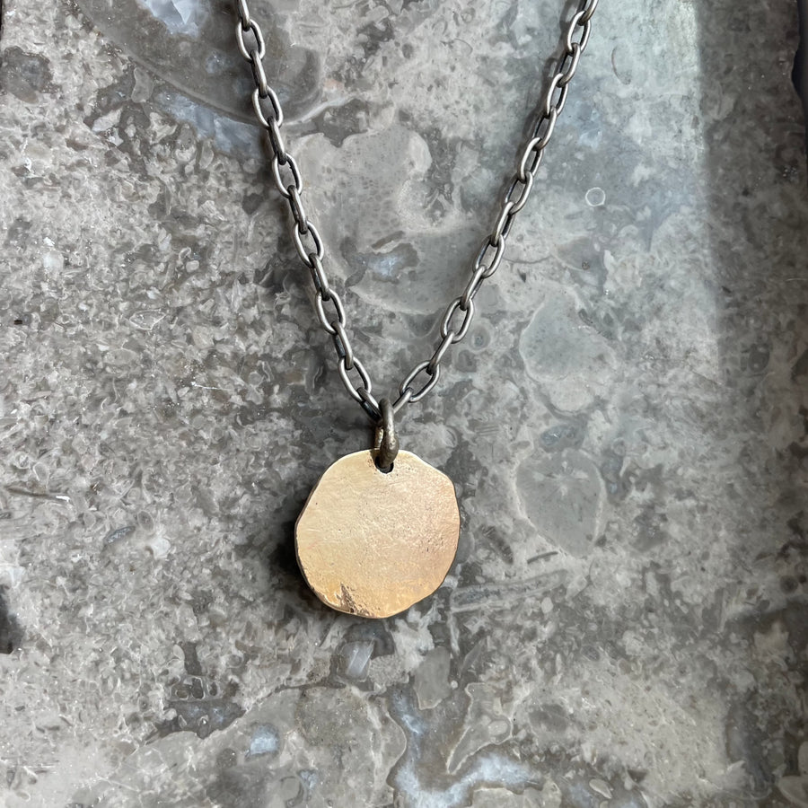 18K Gold Coin + Stout Sterling Silver Chain